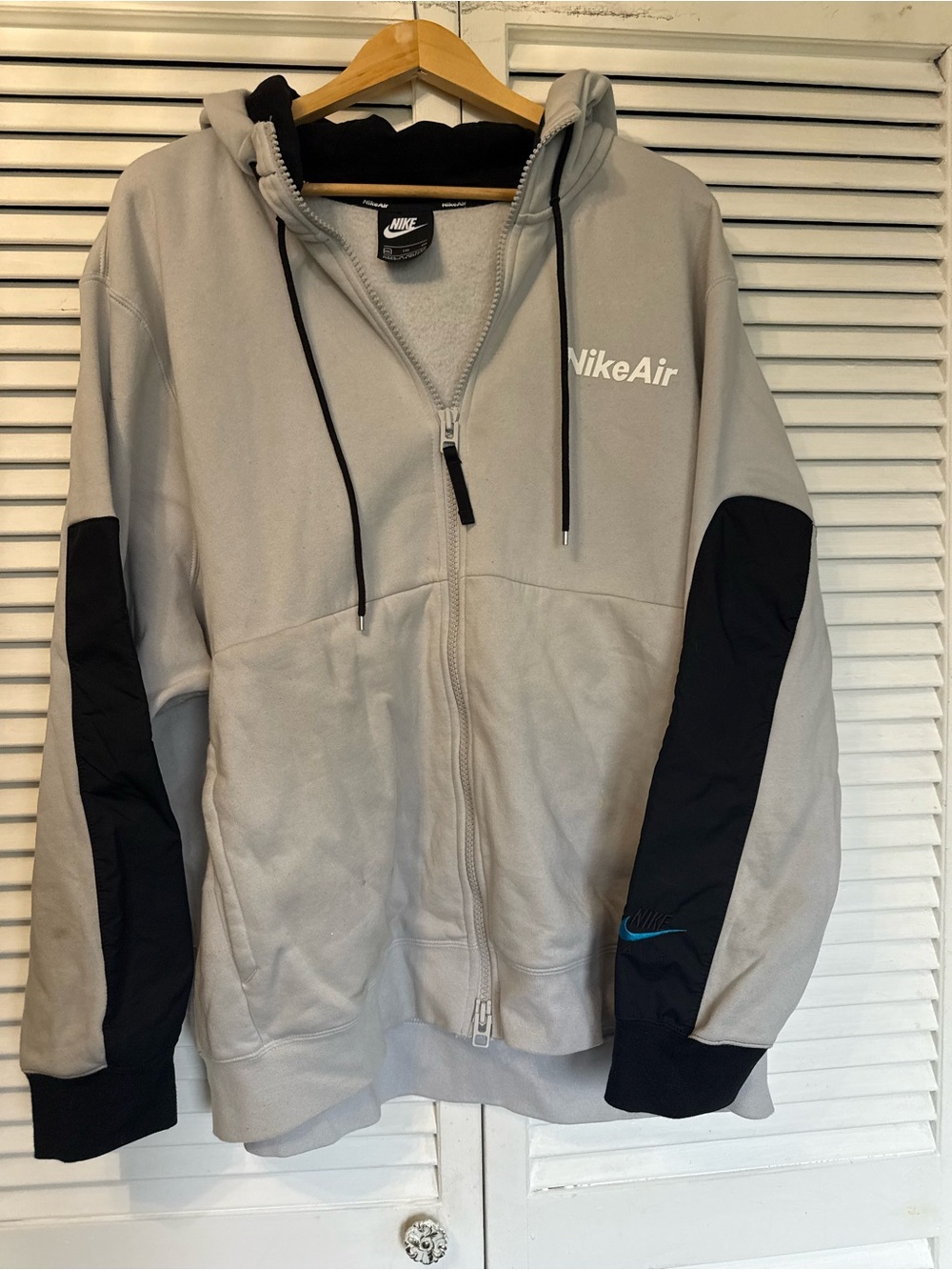 Nike Light Gray and Black NikeAir Full-Zip Hoodie Jacket